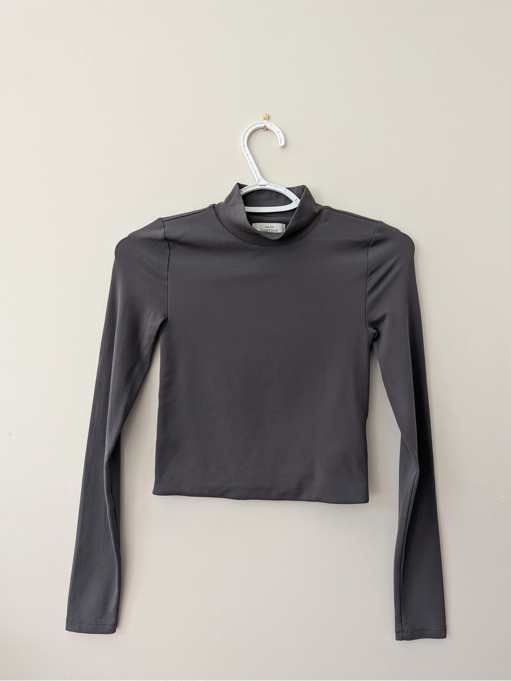 Aritzia Babaton Contour Long Sleeve Mock Neck Crop Top Gray XS